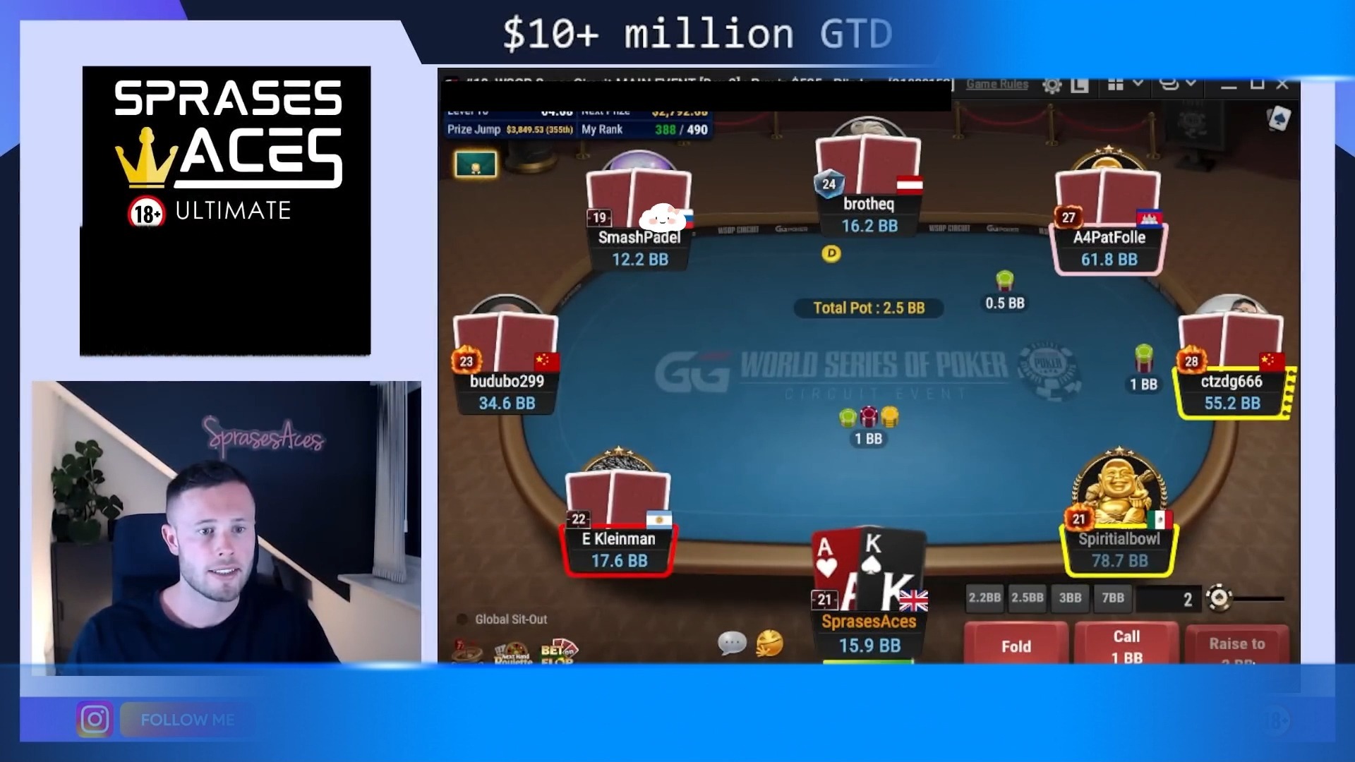 【逆袭晋级！】WSOP超级巡回赛主赛Day2生死局，小白牌手如何绝地反杀？