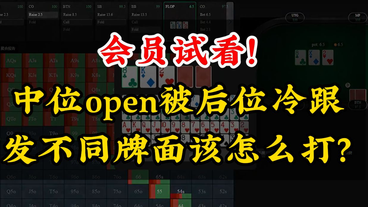 会员试看！中位open被后位冷跟，发不同牌面该怎么打？