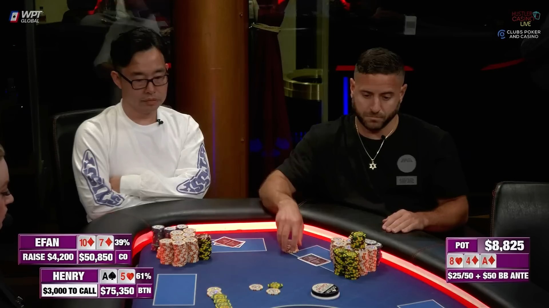 efan河牌中顺，暴击henry,赢下大底池！
