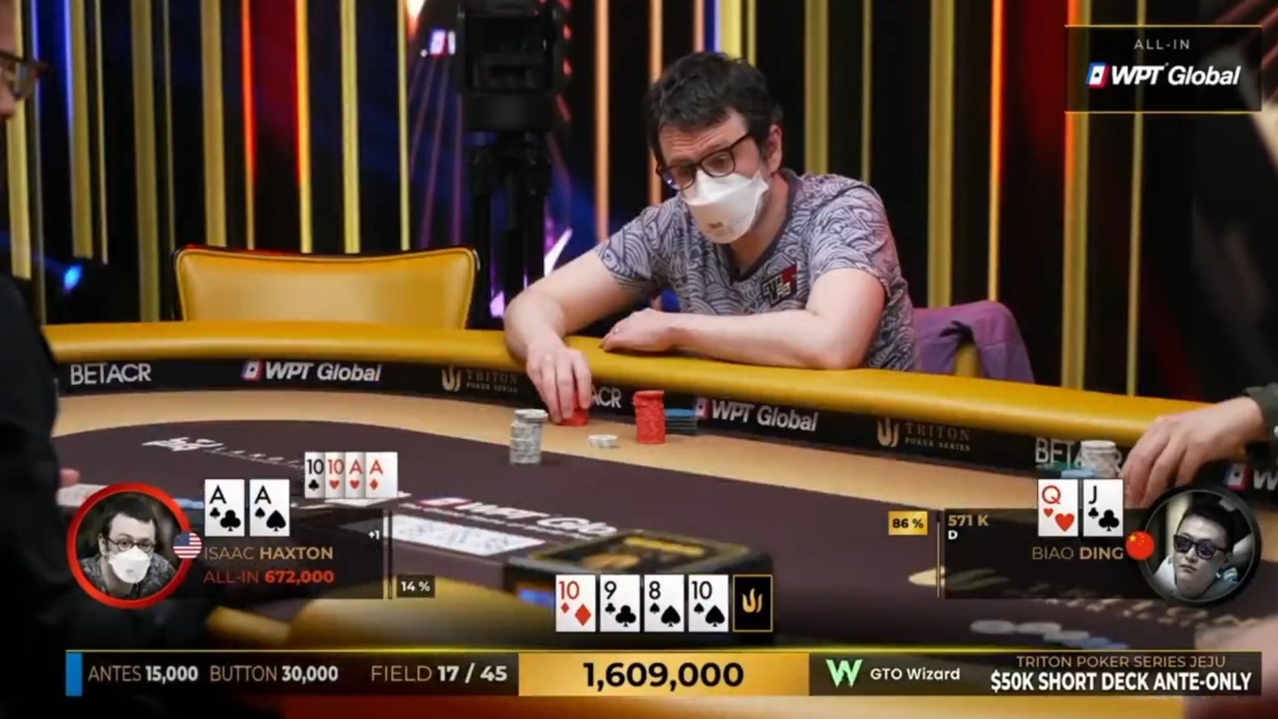 Triton Poker | 哈利波特 VS 国手丁彪，AA翻前领先、反转再反转！