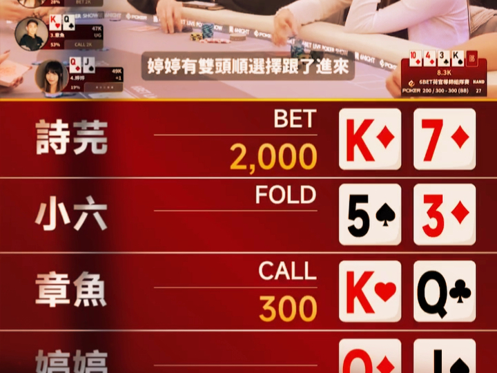 中花，又中顺子，有的玩了