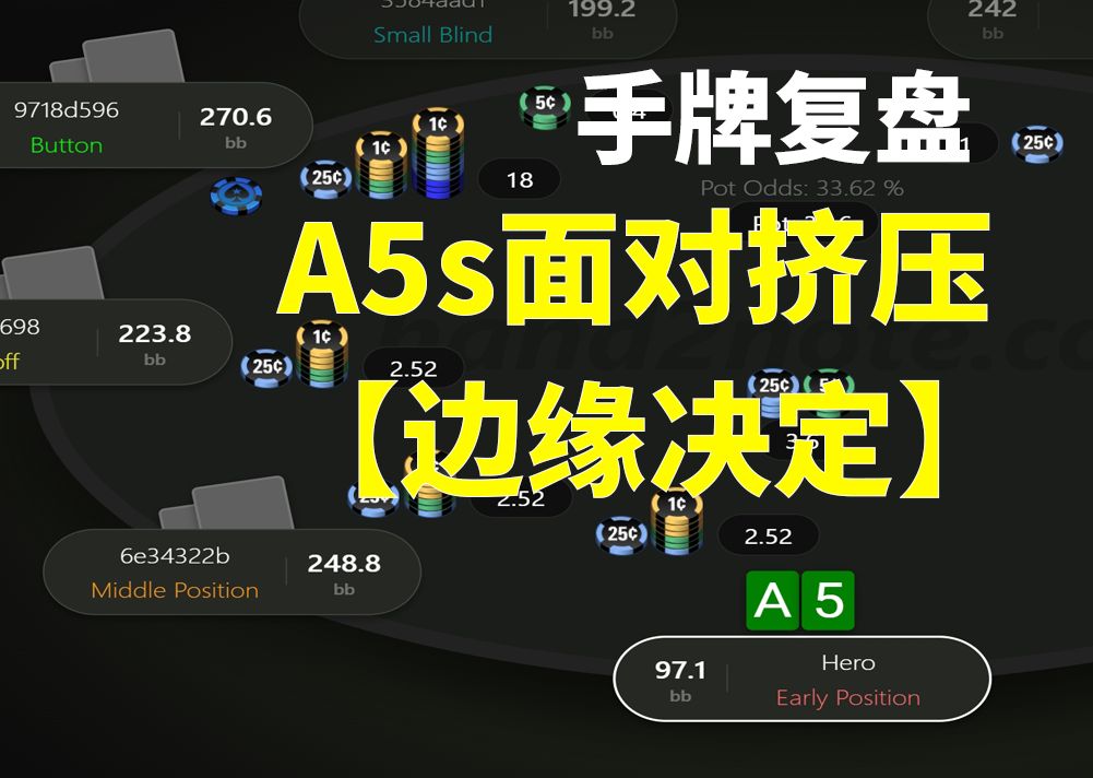 【A5s面对挤压的边缘全压】GTO手牌复盘，安生学习日记，德州扑克