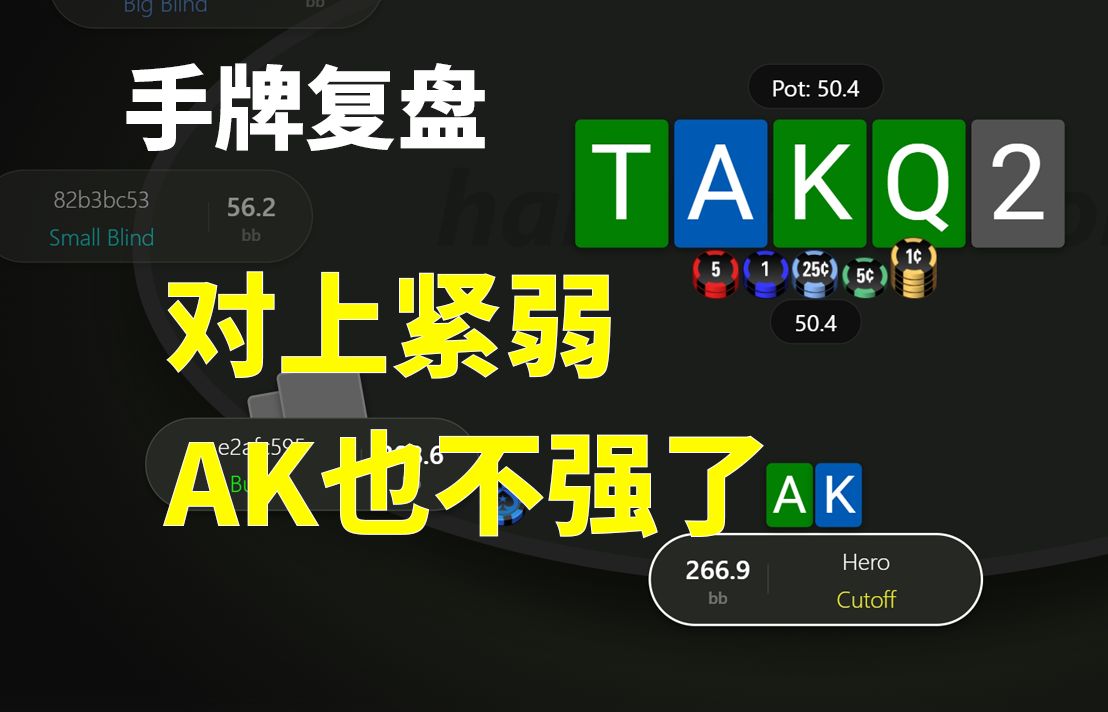 【对上紧弱AK也不强】手牌复盘，安生学习日记，德州扑克