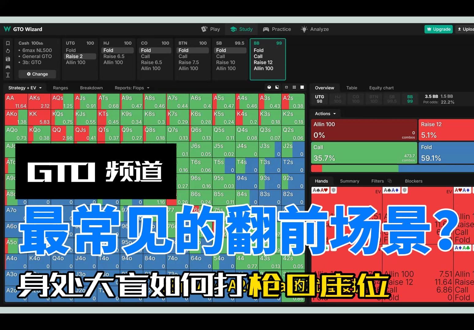 德州tips | 最常见的翻前状况，你在大盲，如何选择手牌范围对阵枪口或庄位
