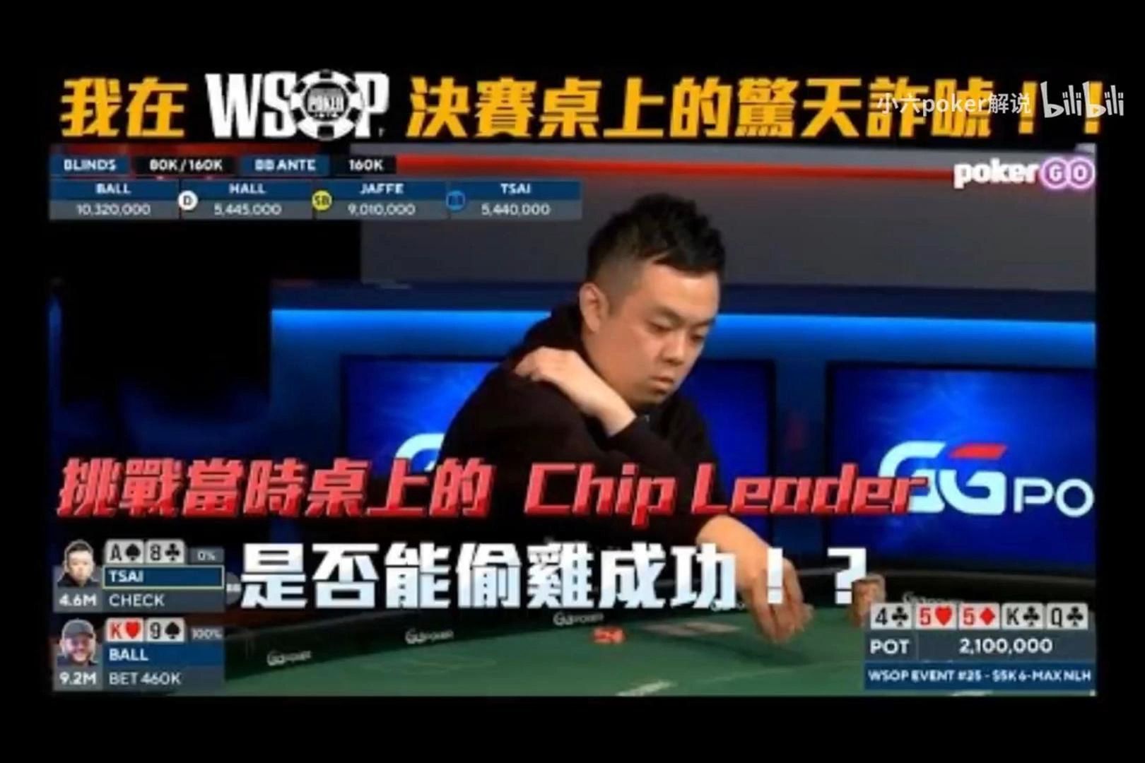 我在WSOP 世界撲克大賽決賽桌上的驚天詐唬挑戰當時桌上的Chip Leader 是否能偷雞成功 小六德州撲克