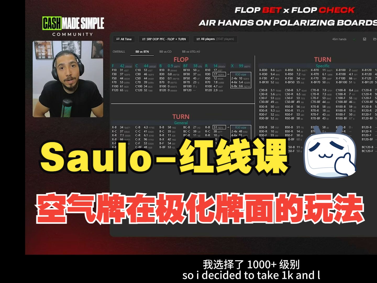 【Saulo年费社群】红线课：空气牌在极化牌面的玩法 - 德州扑克教程中文翻译