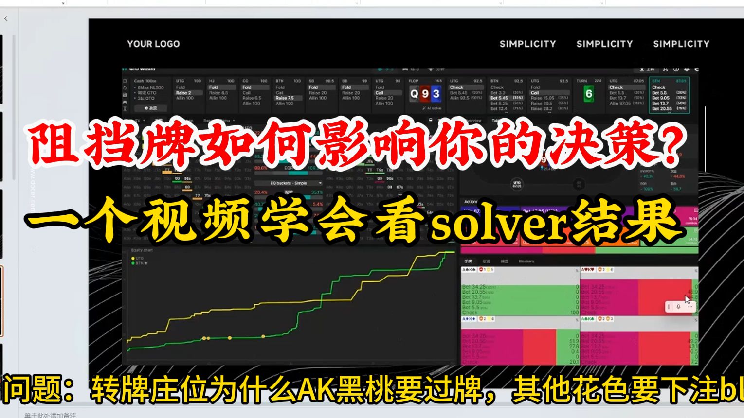 必看！阻挡牌如何影响你的决策？一个视频学会看solver GTO策略的逻辑！Blocker-阻挡效应最清晰的解释！