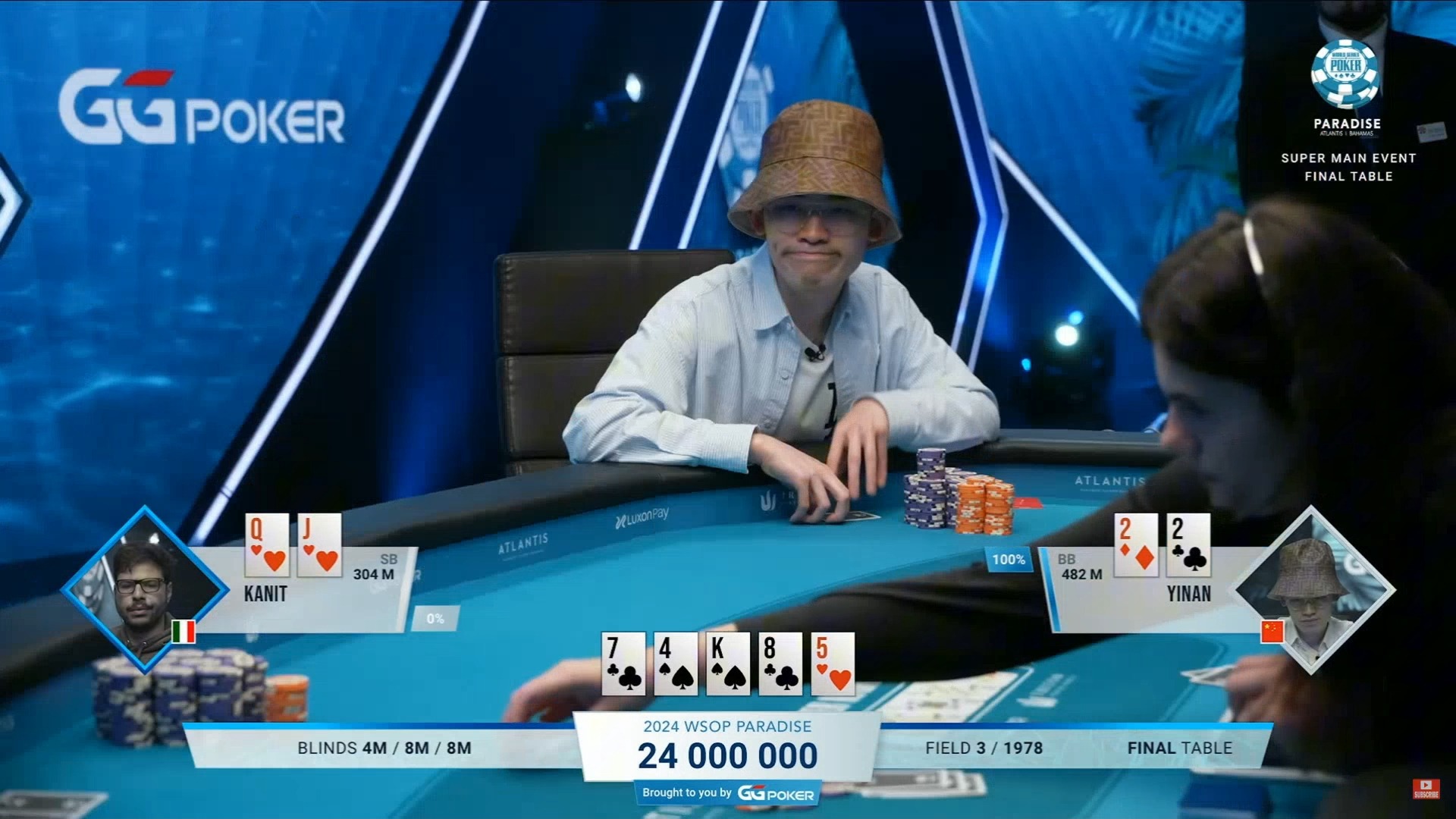 2024.12.20 直播 WSOP天堂岛 $25k买入 主赛 决赛桌 第6集