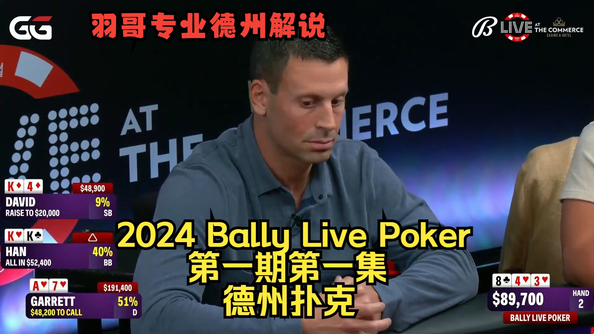 Garrett"盖哥"时隔一年再次回归，David疯狂Raise对手！2024Bally Live Poker第一期第一集 德州扑克