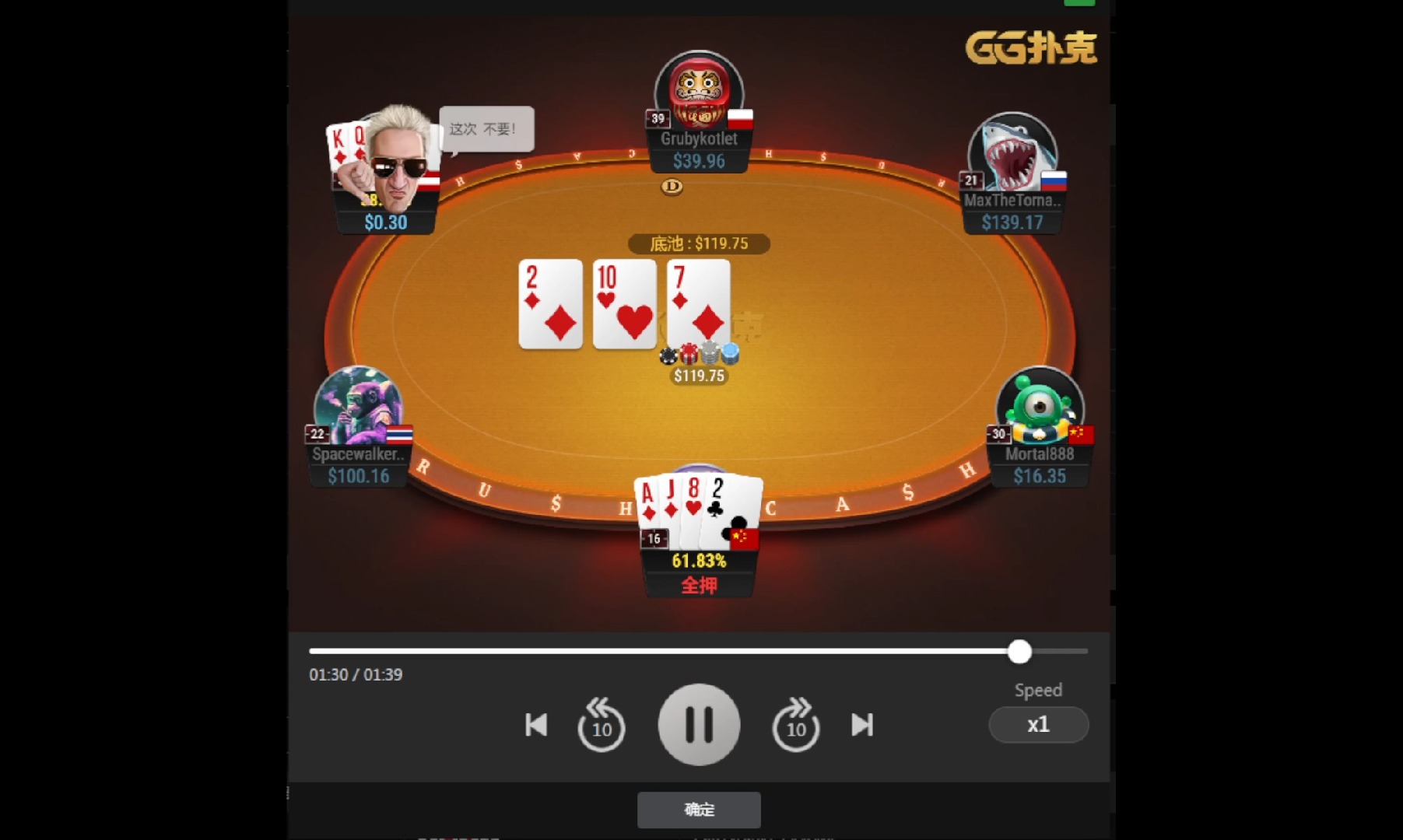 GG奥马哈0.25/0.5极速桌我不知道怎么赢的系列