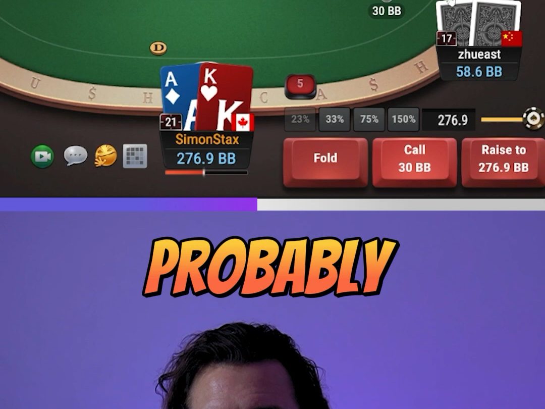 GGpoker 猜到对手有高对，只能硬着头皮call
