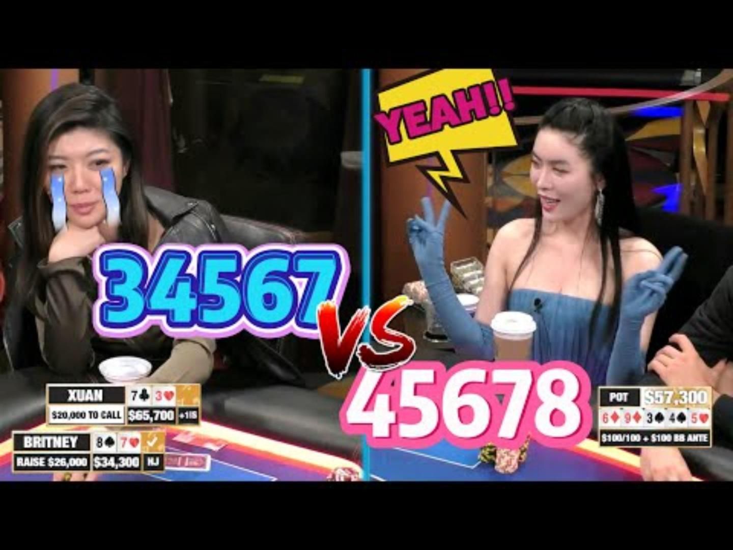 刘璇和ALL IN姐的第一次交锋！顺子vs顺子！！超高额德州现金桌，21季89