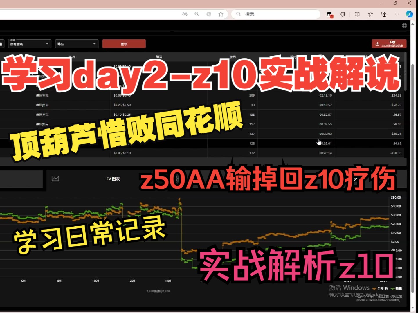 实战分享｜顶葫芦惜败同花顺，50倒下z10疗伤 扑克学习day2，z10实战火力全开 细致讲解