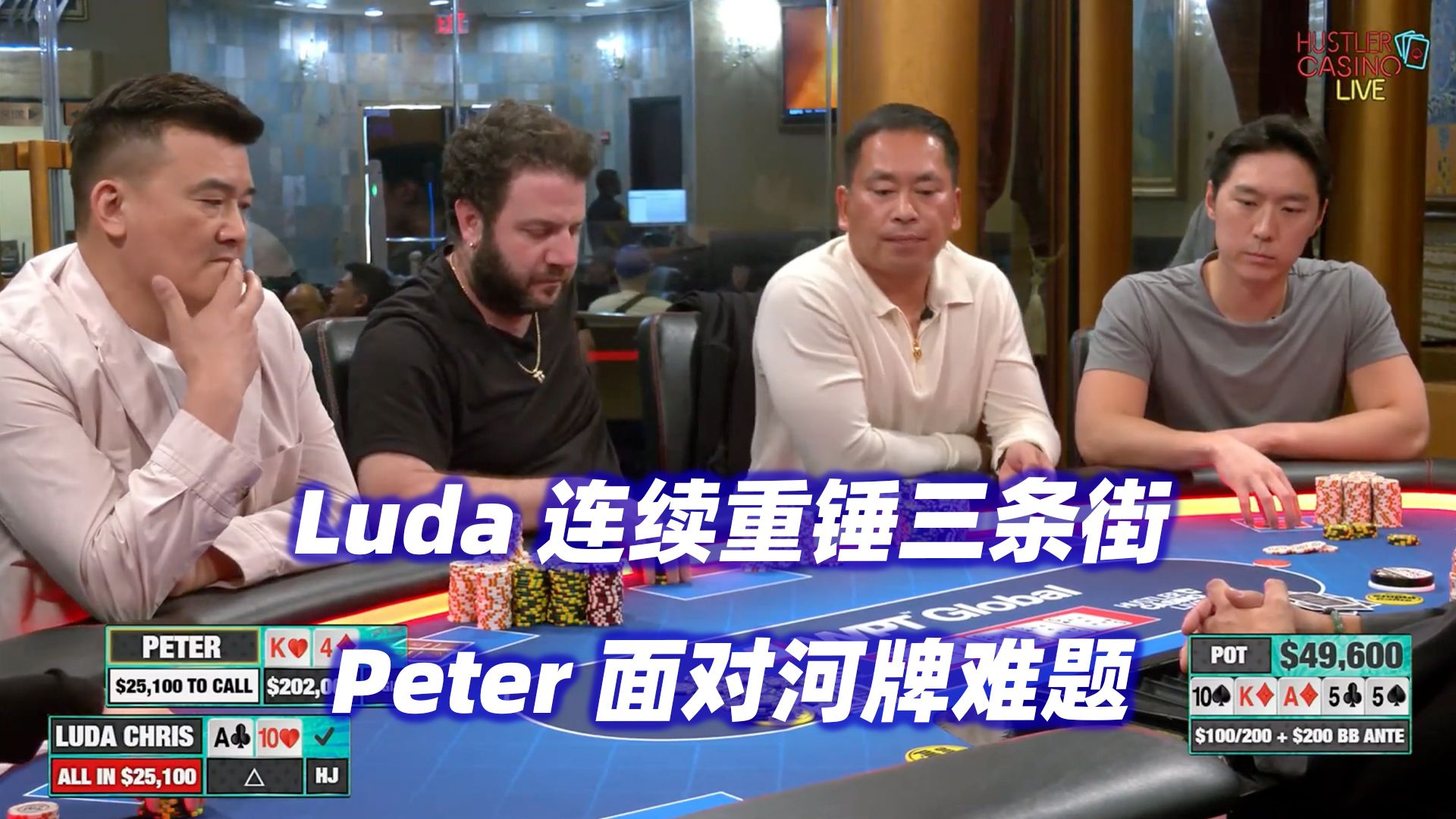 Luda狂锤Peter三条街！AA撞上KK！HCL高额周(二) 德州扑克