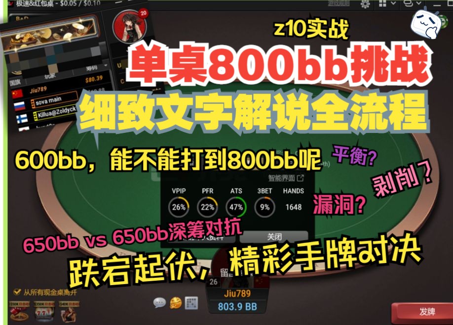 能打到800bb吗？ z10单开挑战，从600bb打到800bb全流程 | 边缘手牌的ev实现，行动线的平衡与攻击，超级深筹的对抗 细致讲解，极致体验