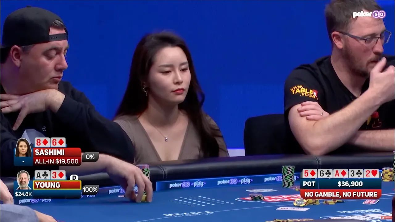 扑克经典综艺《爱拼才会赢》精彩集锦：美女Sashimi 底对Allin偷鸡被抓，造就当场最大底池！