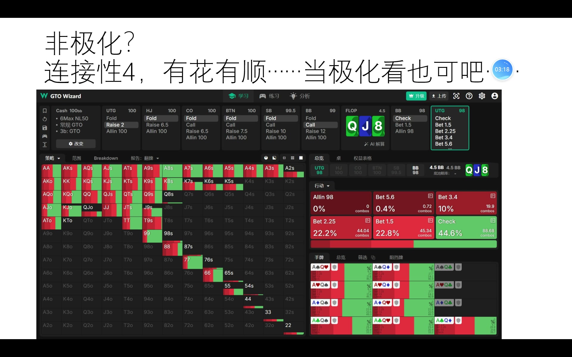 GTO学习1【翻牌8JQ转牌J的复杂处理】