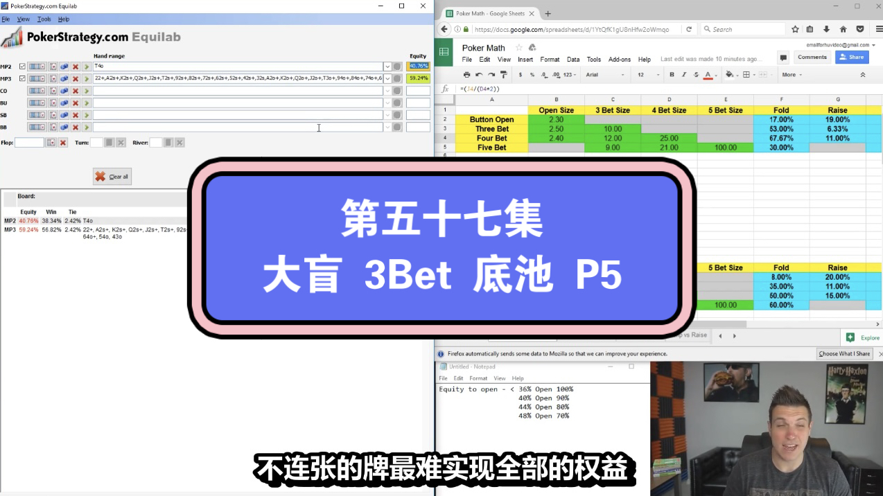 Doug Plok德州扑克教学第五十七集：大盲 3Bet 底池 P5