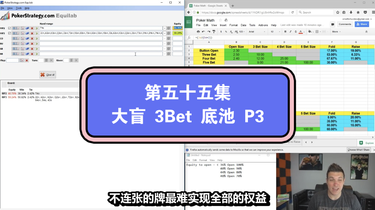 Doug Plok德州扑克教学第五十五集：大盲 3Bet 底池 P3