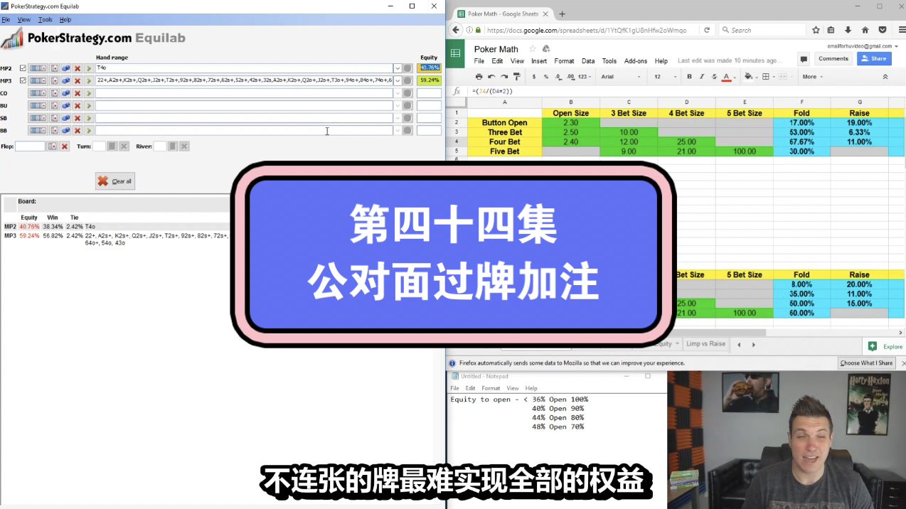 Doug Plok德州扑克教学第四十四集：公对面过牌加注
