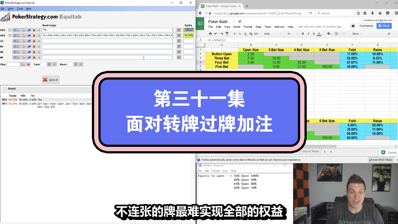 Doug Plok德州扑克教学第三十一集：面对转牌过牌加注