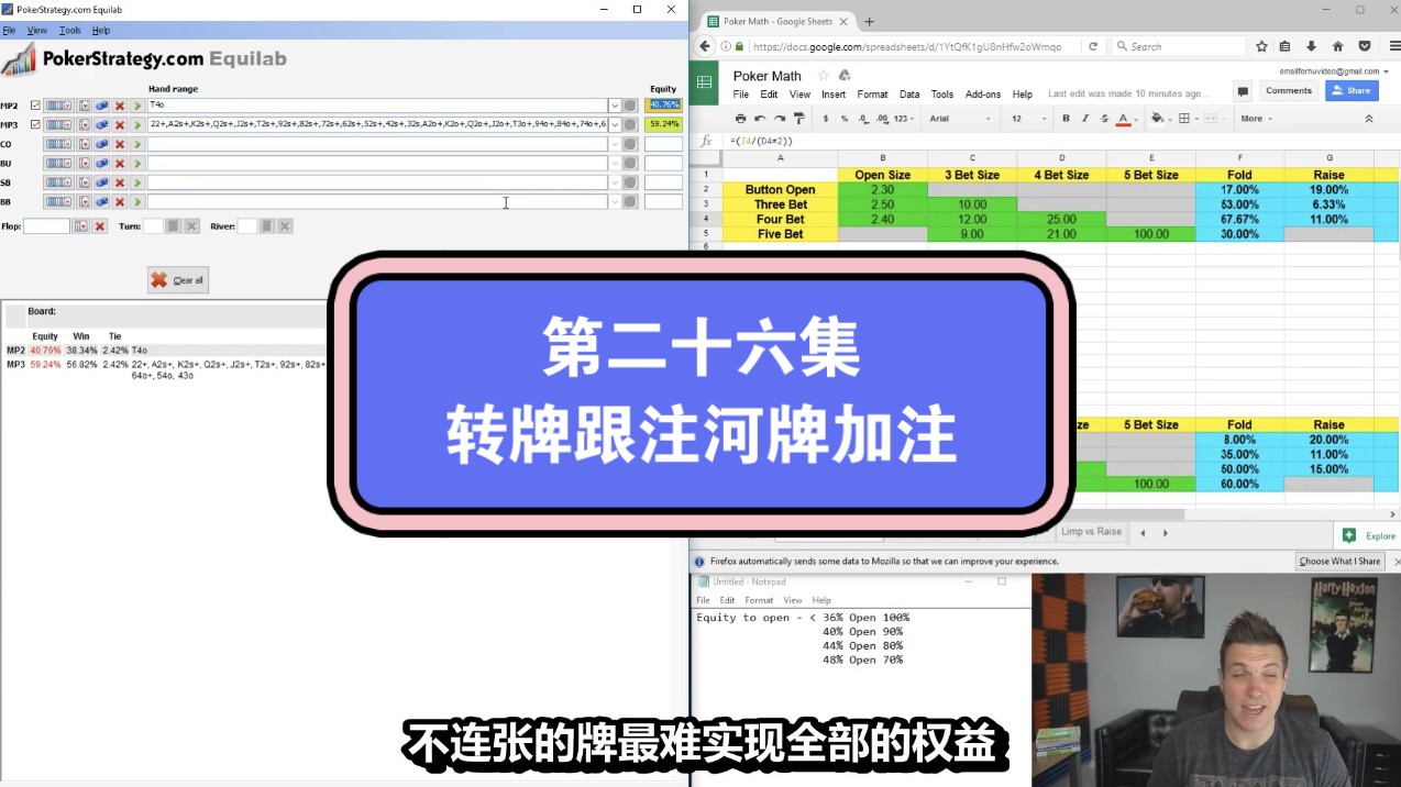 Doug Plok德州扑克教学第二十六集：转牌跟注河牌加注