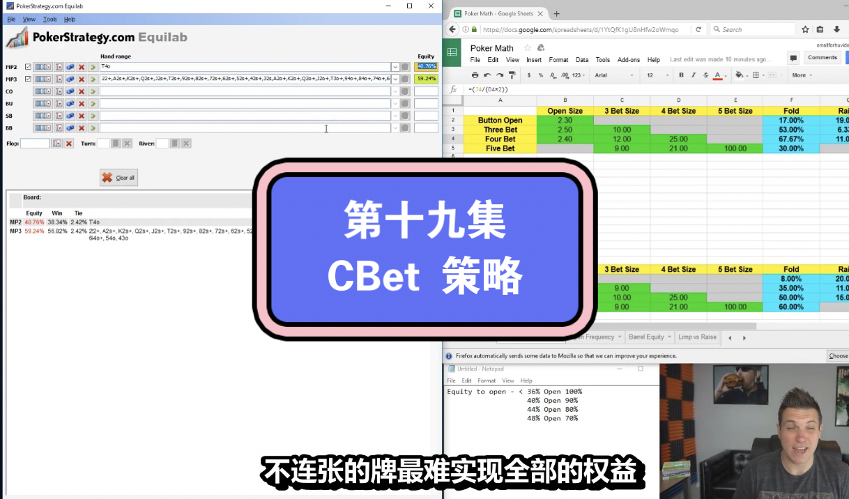 Doug Plok德州扑克教学第十九集：CBet策略