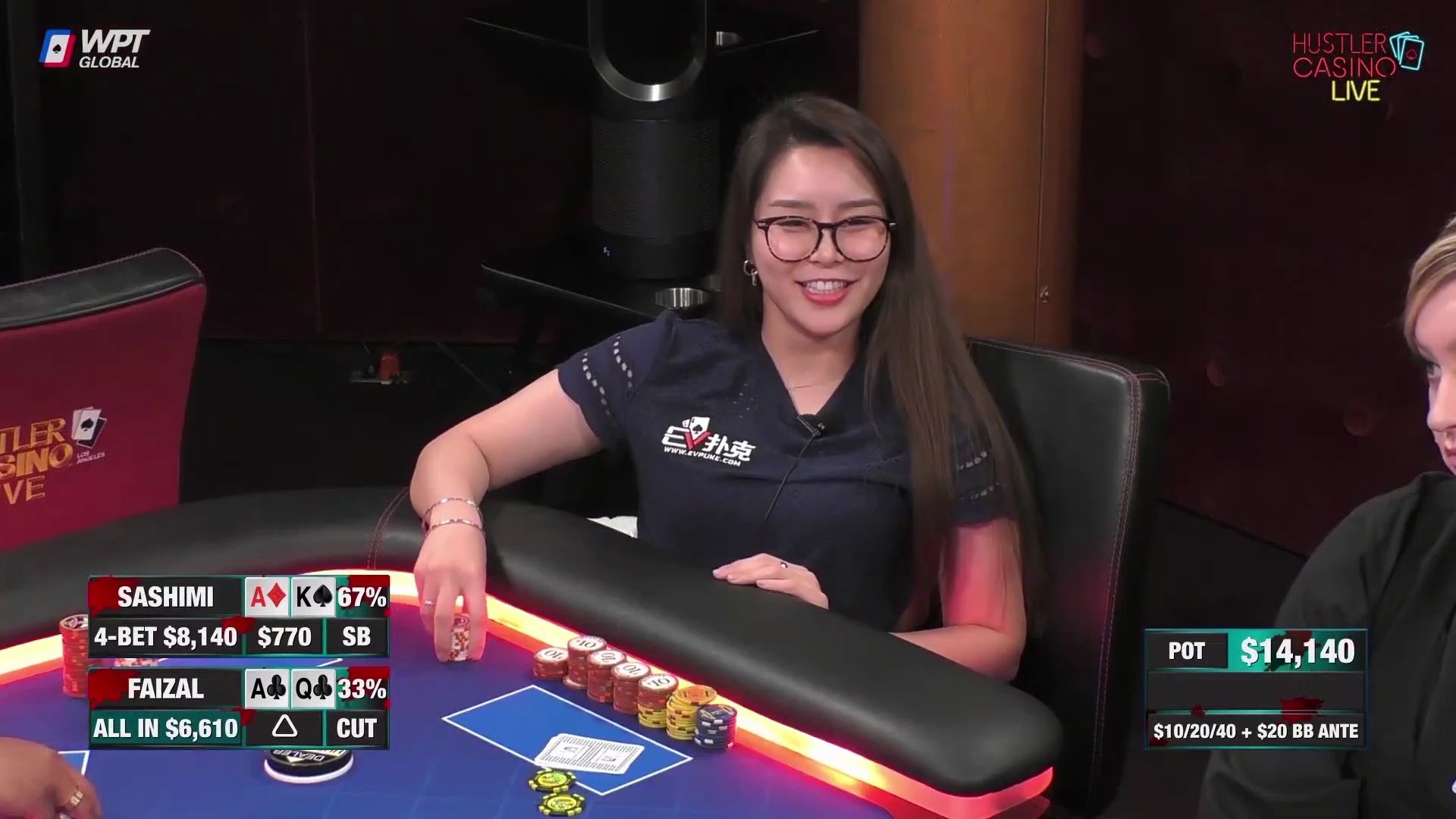 【大鹏德州扑克】日本美女牌手SASHIMI！ALLIN笑嘻嘻！