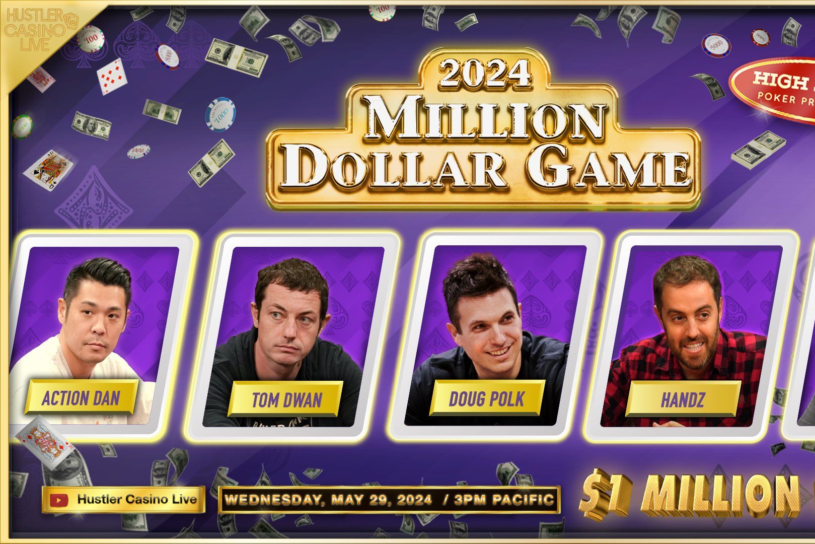 【Hustler 高额扑克】Doug Polk, Tom Dwan, Action Dan, Handz & Peter!