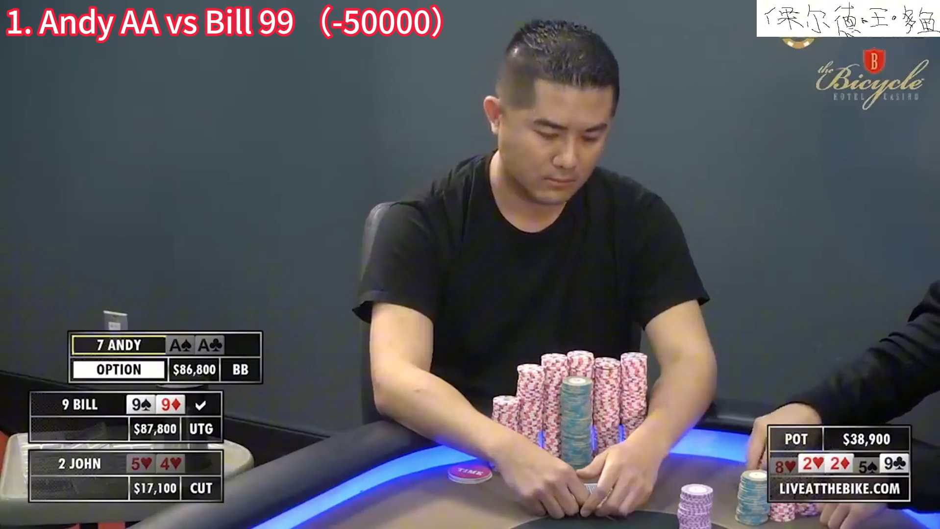德州扑克下风期：Andy大神被锤爆的一晚