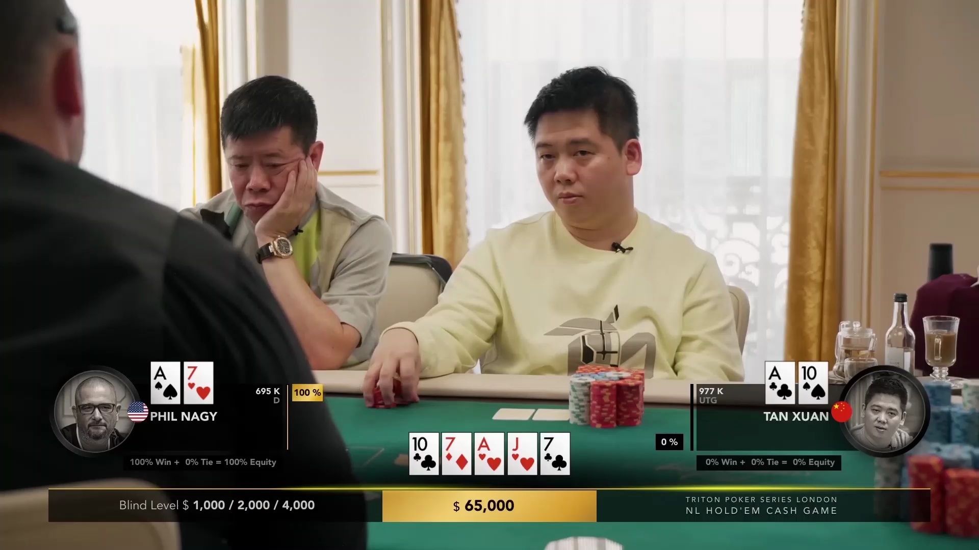 【大鹏德州扑克】翻牌两对碰两对，看到河牌，谈宣吐了！