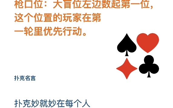 扑克术语枪口位