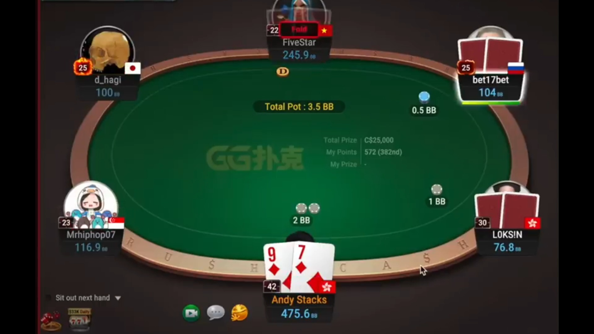GG扑克Andy大神直播录频德扑教学第一单！