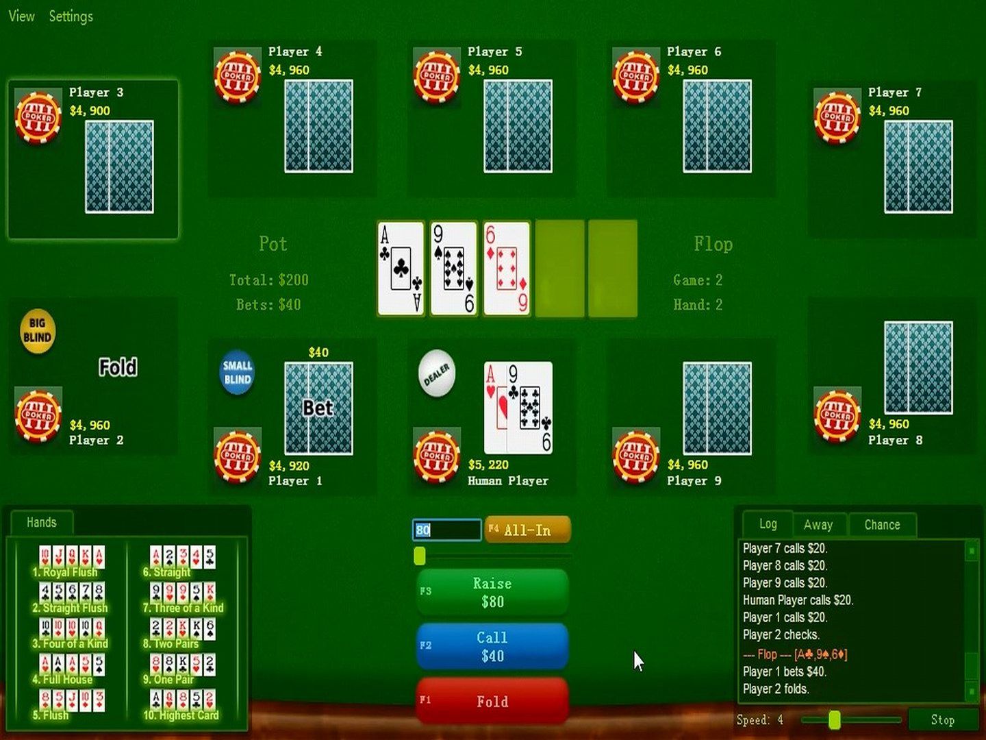 PokerTH德州扑克小游戏电脑单机经典怀旧纸牌棋牌益智策略休闲娱乐轻松解压居家旅行办公室