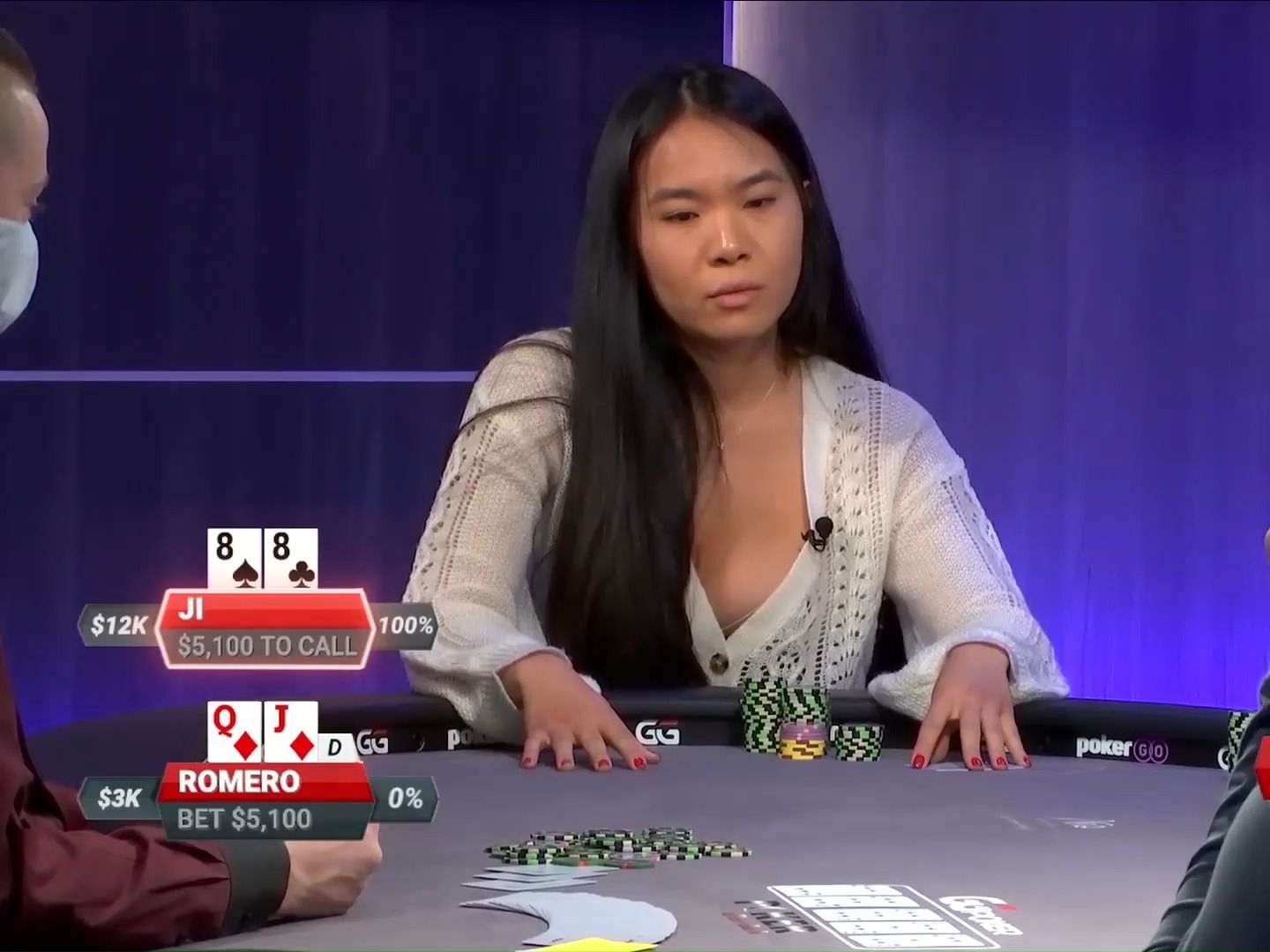 【大鹏德州扑克】超对遭遇超池下注，美女J能否抓鸡成功？