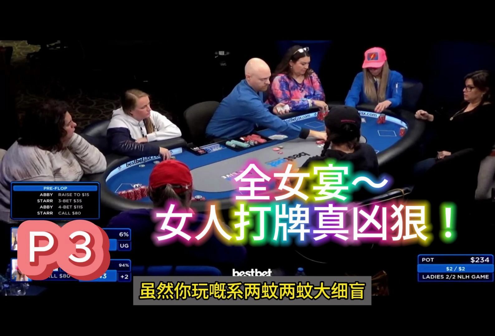 「德州扑克」 set撞天顺，JJ mini raise累事    女人之夜3「粤语-字幕」