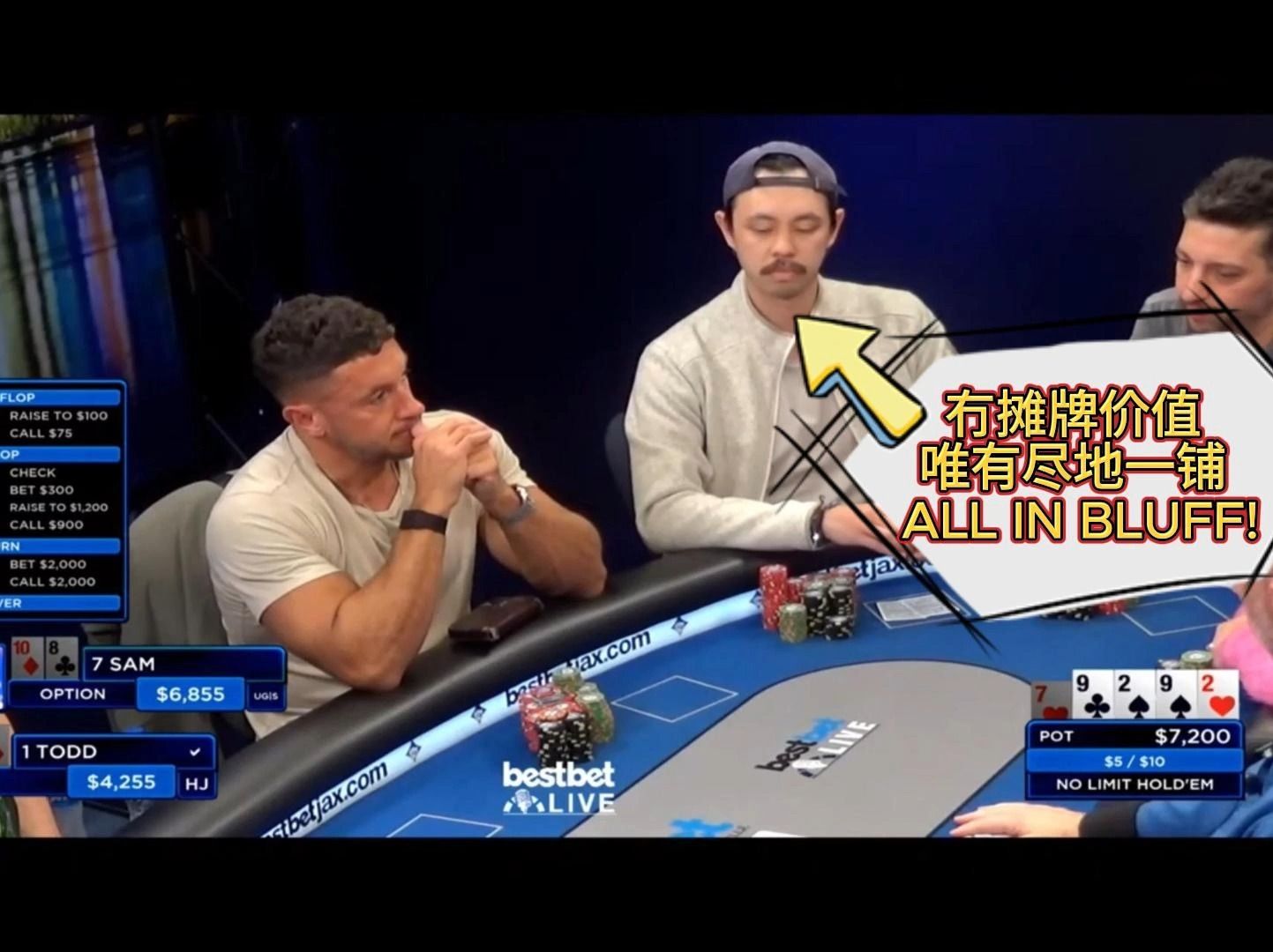 「德州扑克」从偷鸡变成捉鸡 面对ALL IN  A大捉吗？bestbet live「粤语-字幕」