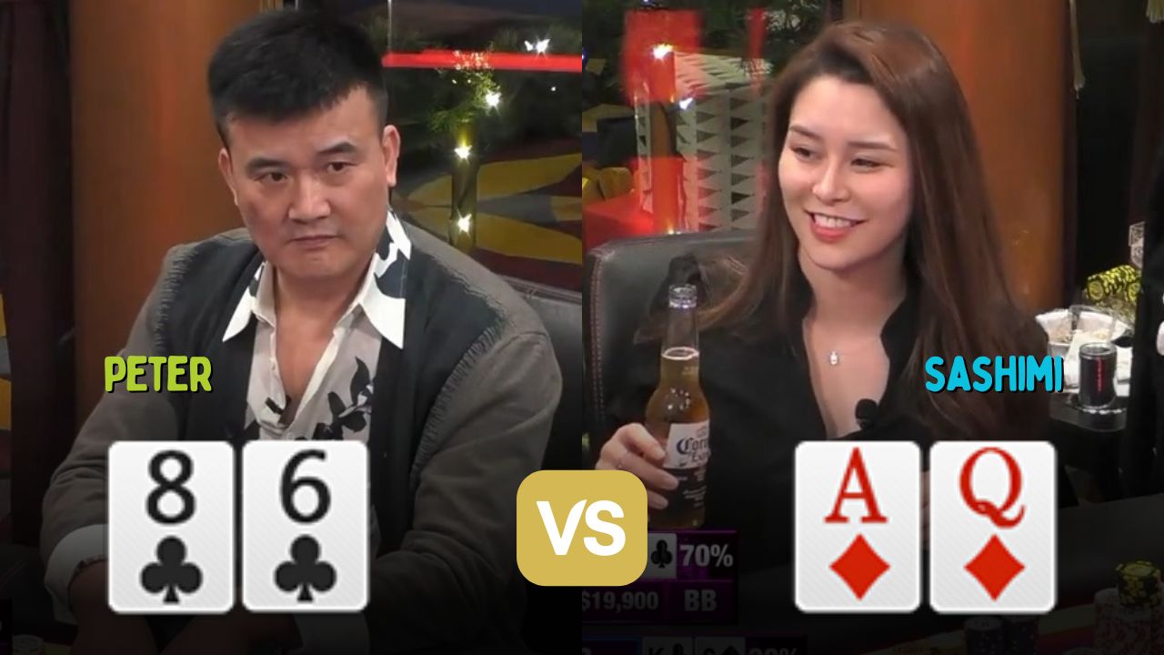 Sashimi一定很后悔这手慢打！Peter免费看河牌击中三条6！