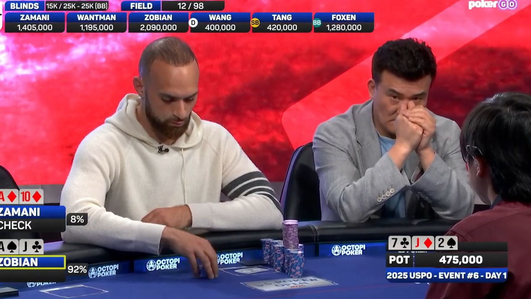 Peter老板进钱圈了 2025美国扑克公开赛6#赛事 $15K  Day1 下集