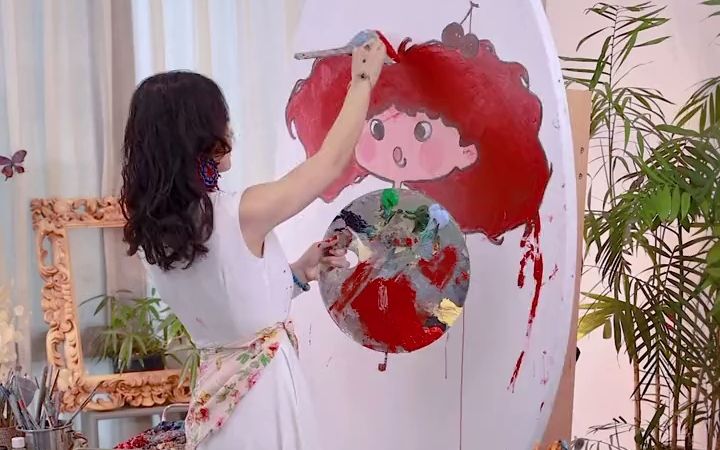 【绘画】今天画画有点小激动，一不小心把画好的脸部又甩上颜料了，拿个气垫调整一下